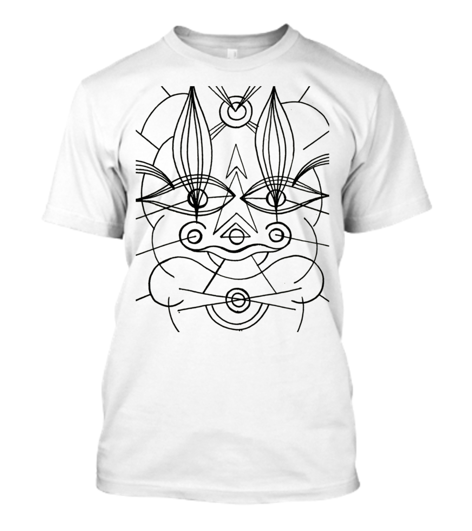 Mask Artwork Linear Geometric Face T-Shirt
