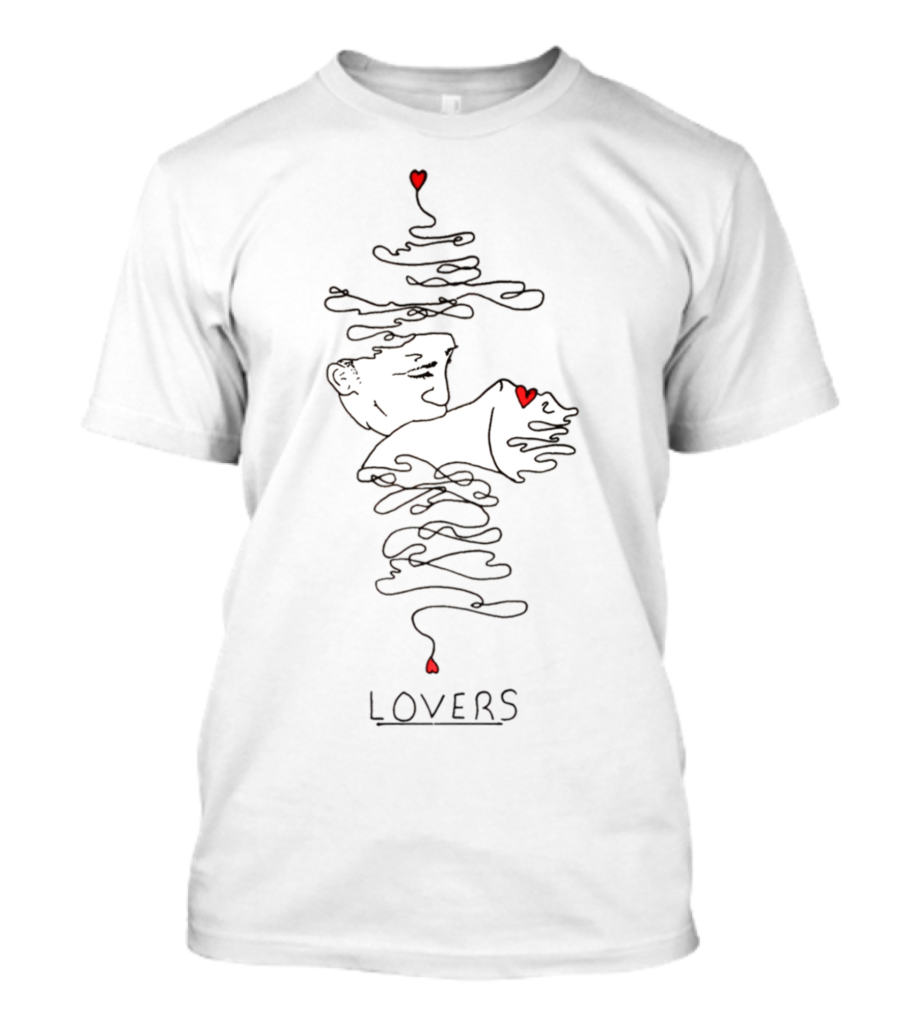 Lovers Illustration With Hearts And Embrace T-Shirt