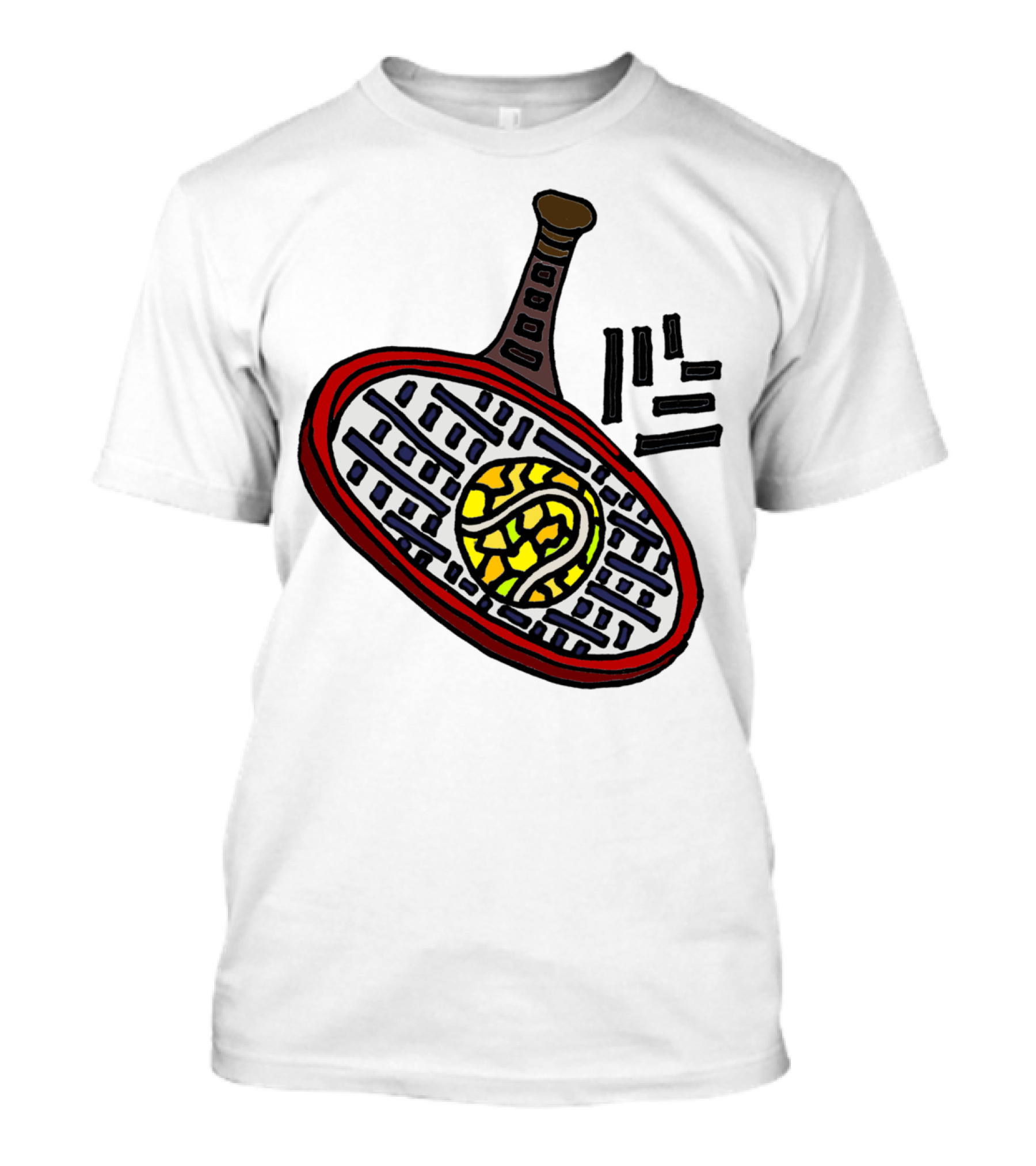 Artistic Cool Tennis Racket And Ball Abstract Colorful T-Shirt