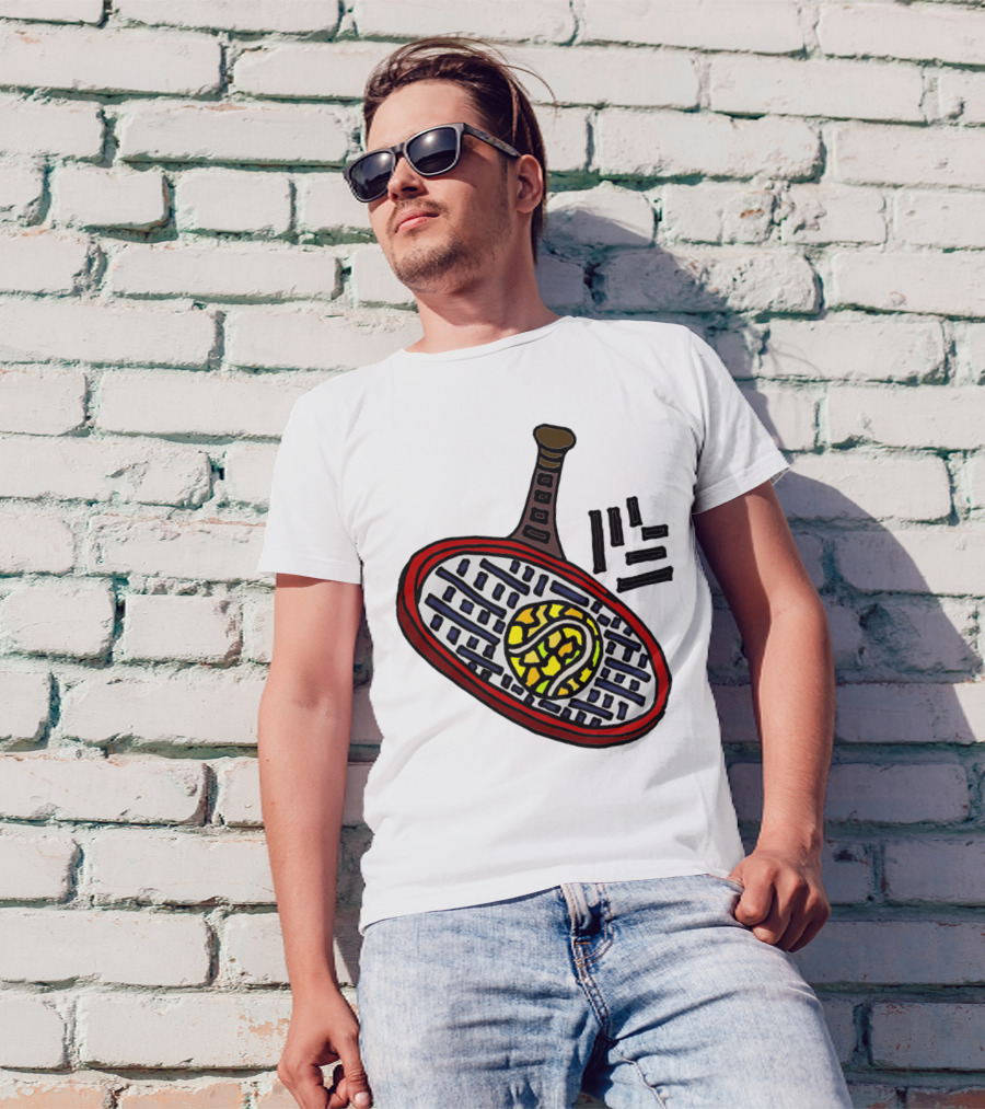 Artistic Cool Tennis Racket And Ball Abstract Colorful T-Shirt