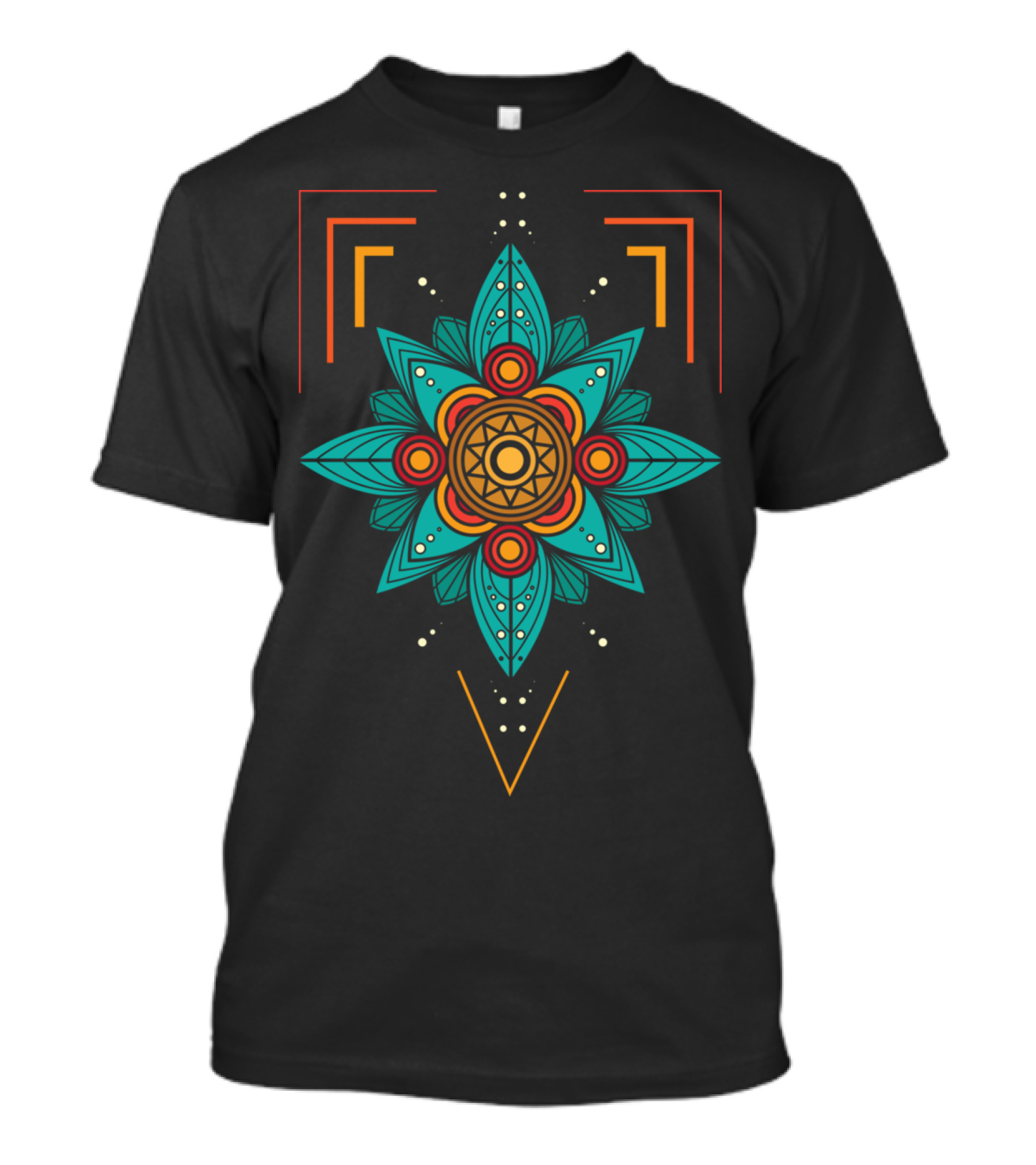 Geometric Floral Mandala With Symmetrical Leaf T-Shirt