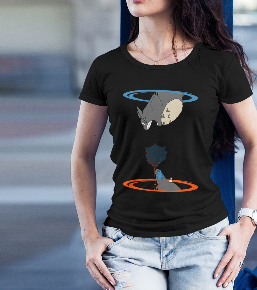 My Neighbor Portal Totoro Through Dimensional Portal With Umbrella T-Shirt