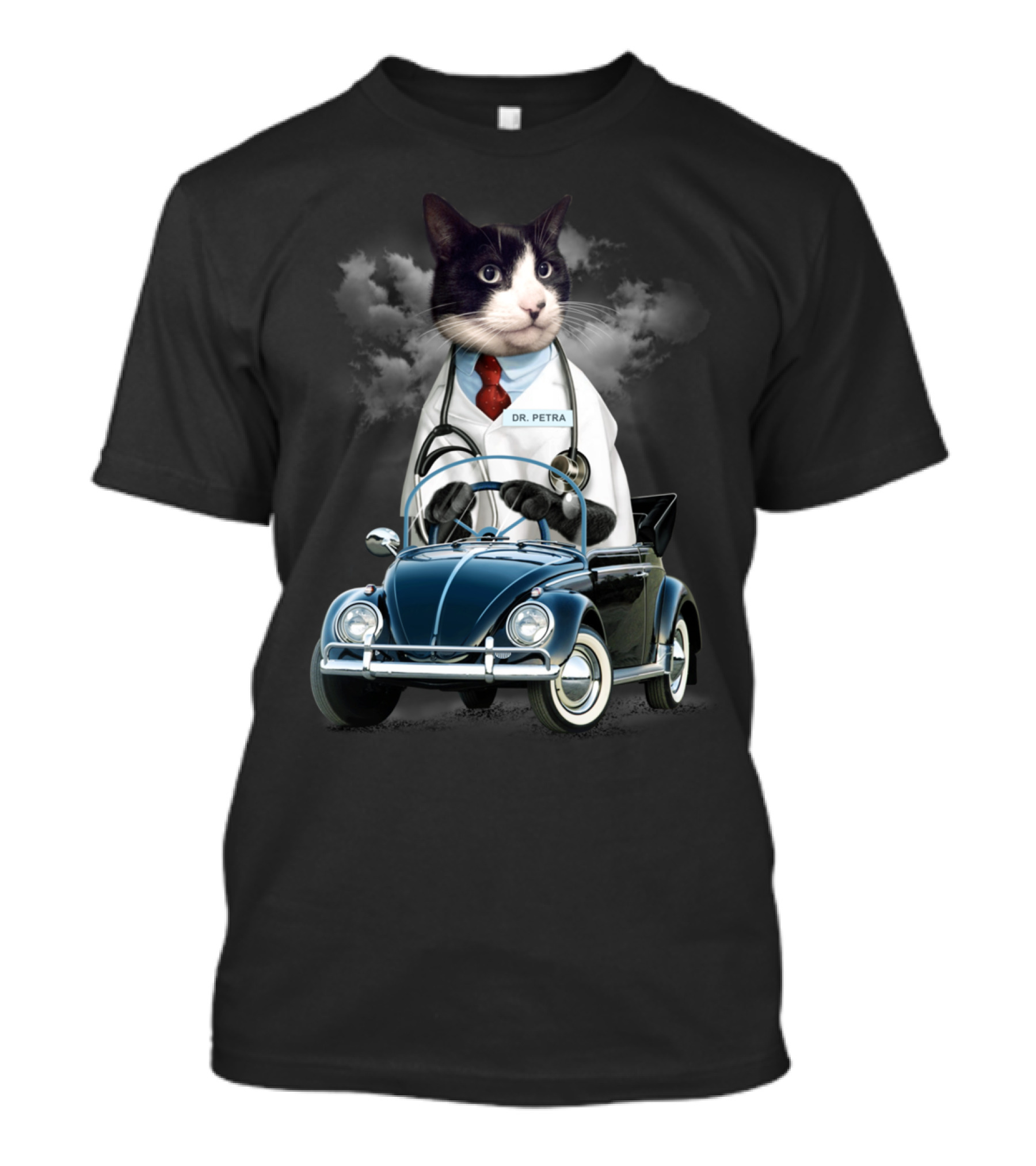 DR. PETRA Cat In Car With Stethoscope T-Shirt