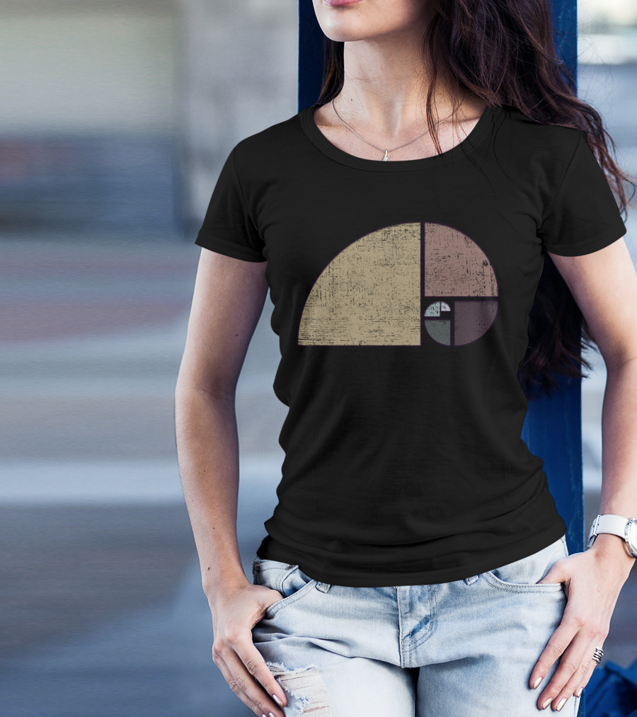 Distressed Vintage Fibonacci Spiral Geometric T-Shirt