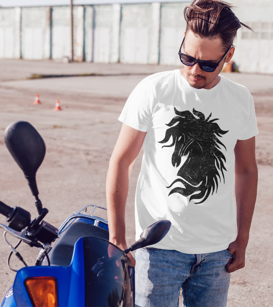 The Black Horse Silhouette With Flowing Mane T-Shirt