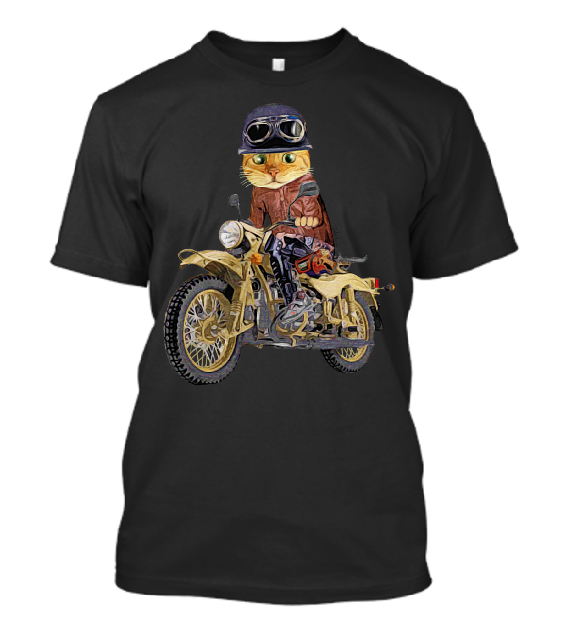 Cat Riding Motorcycle With Helmet And Goggles T-Shirt