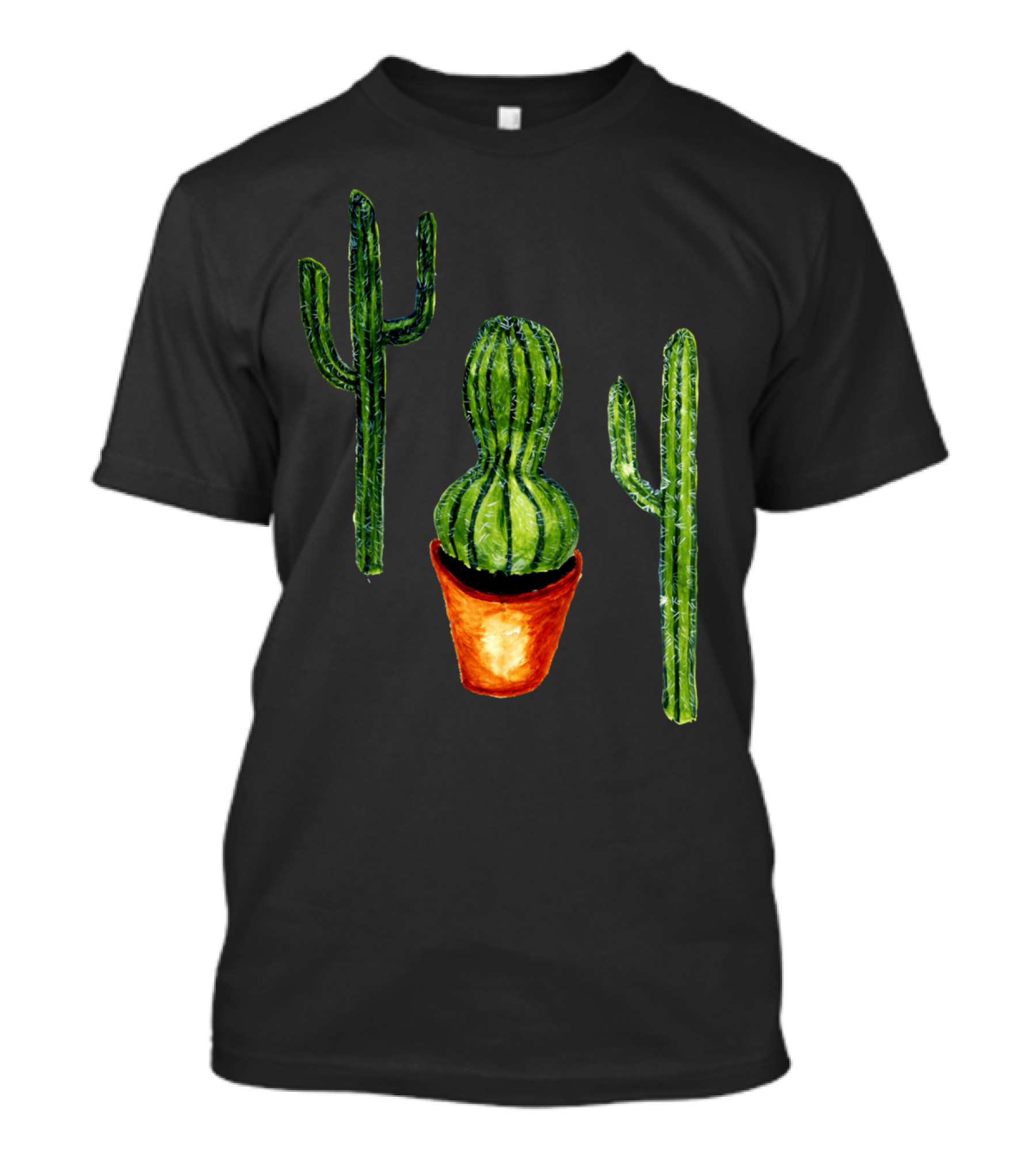 Cacti In Watercolor Pot And Succulent Trio T-Shirt