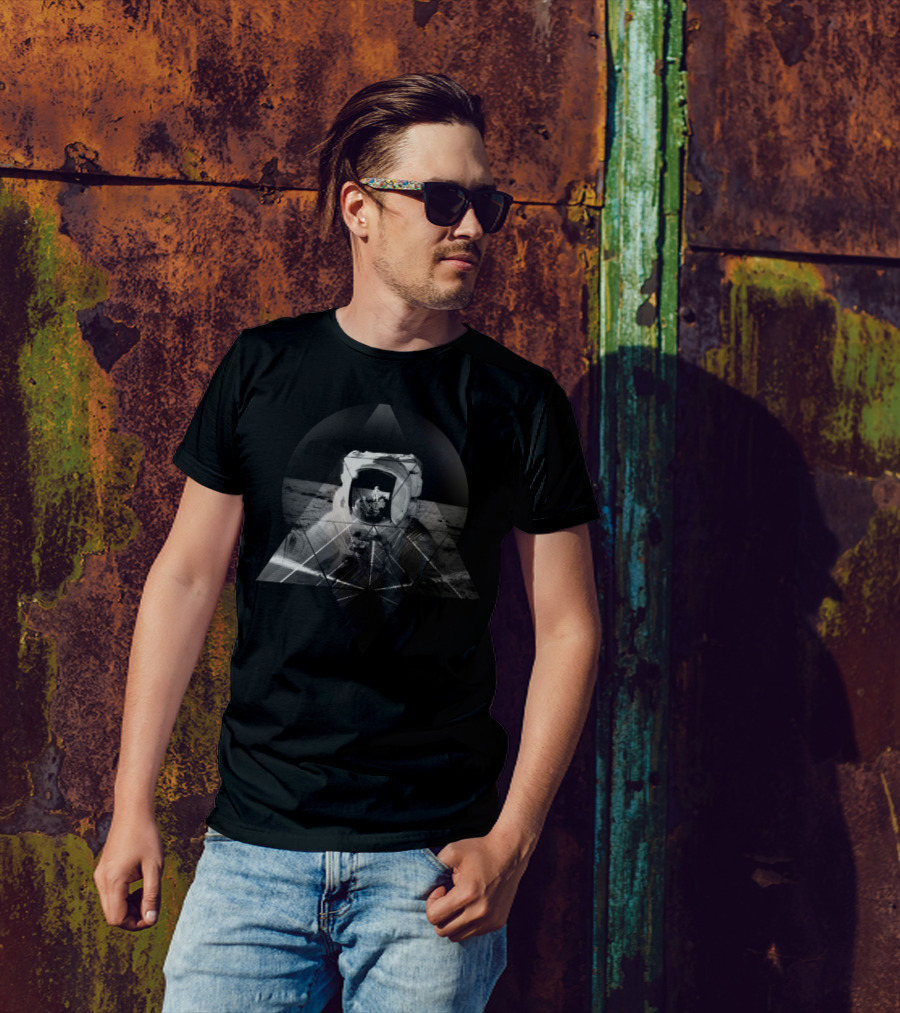 Geometric Astronaut Reflections In Space Travel T-Shirt