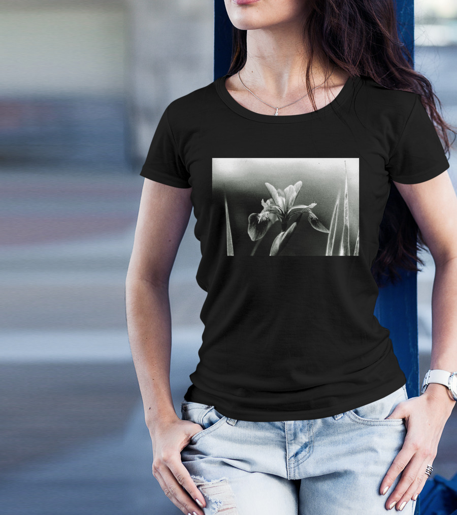 The Blue Flag Iris In Monochrome Elegance T-Shirt