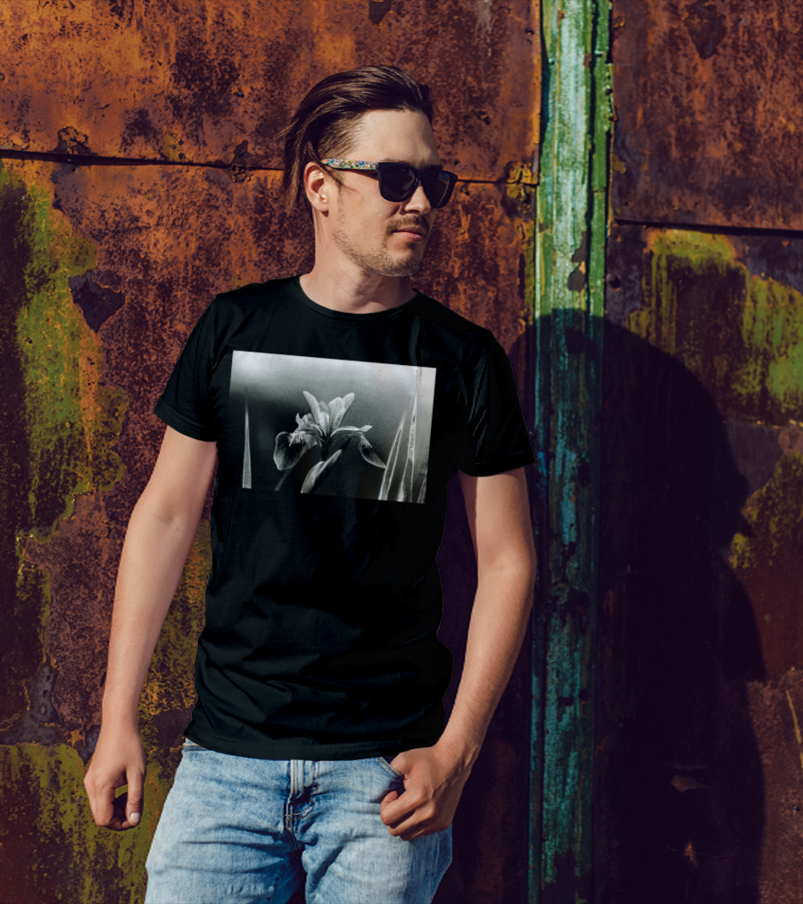 The Blue Flag Iris In Monochrome Elegance T-Shirt