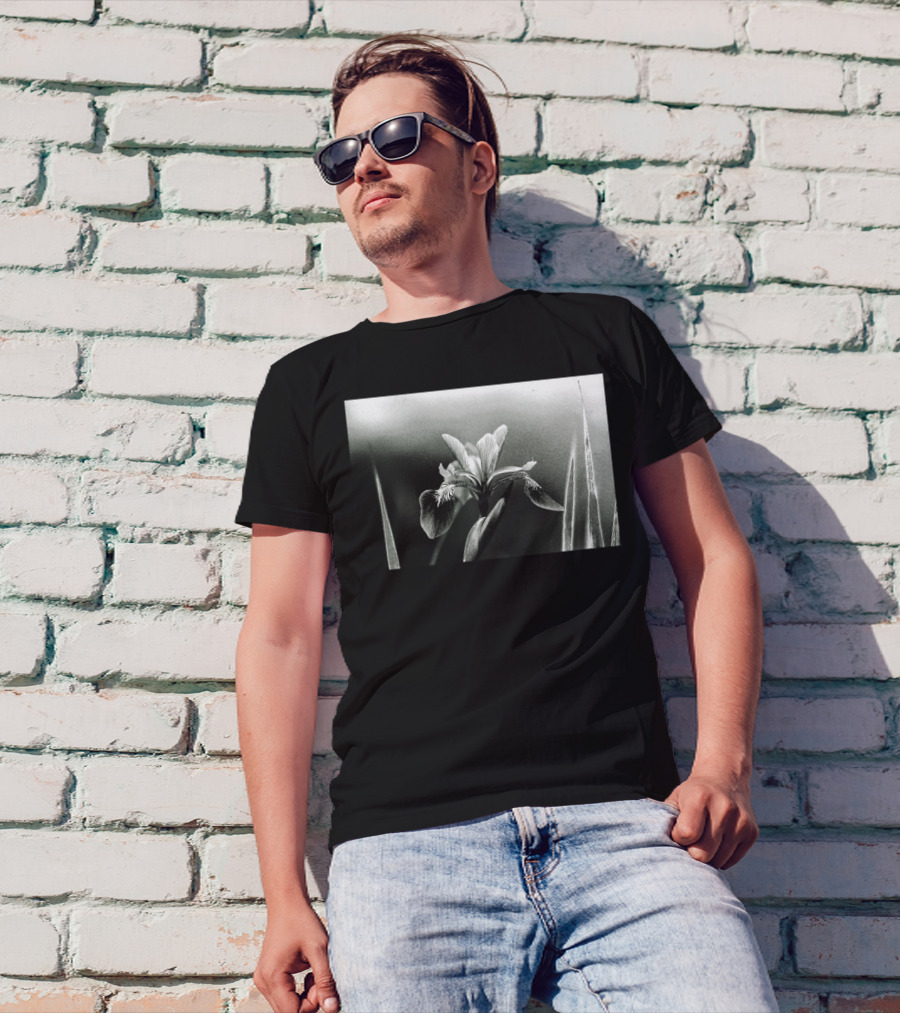The Blue Flag Iris In Monochrome Elegance T-Shirt