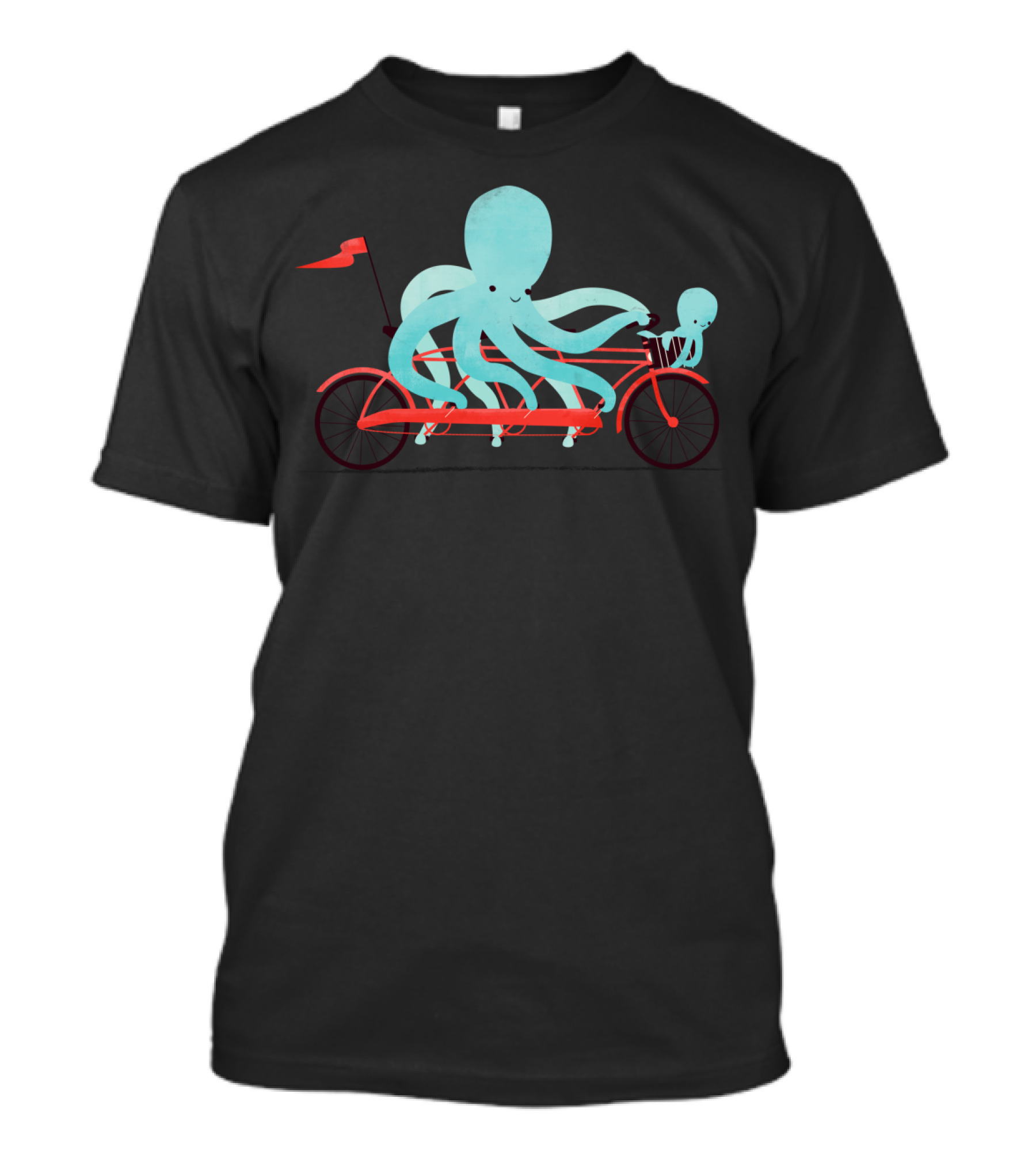 My Red Bike With Octopus And Baby On Tandem Bicycle T-Shirt