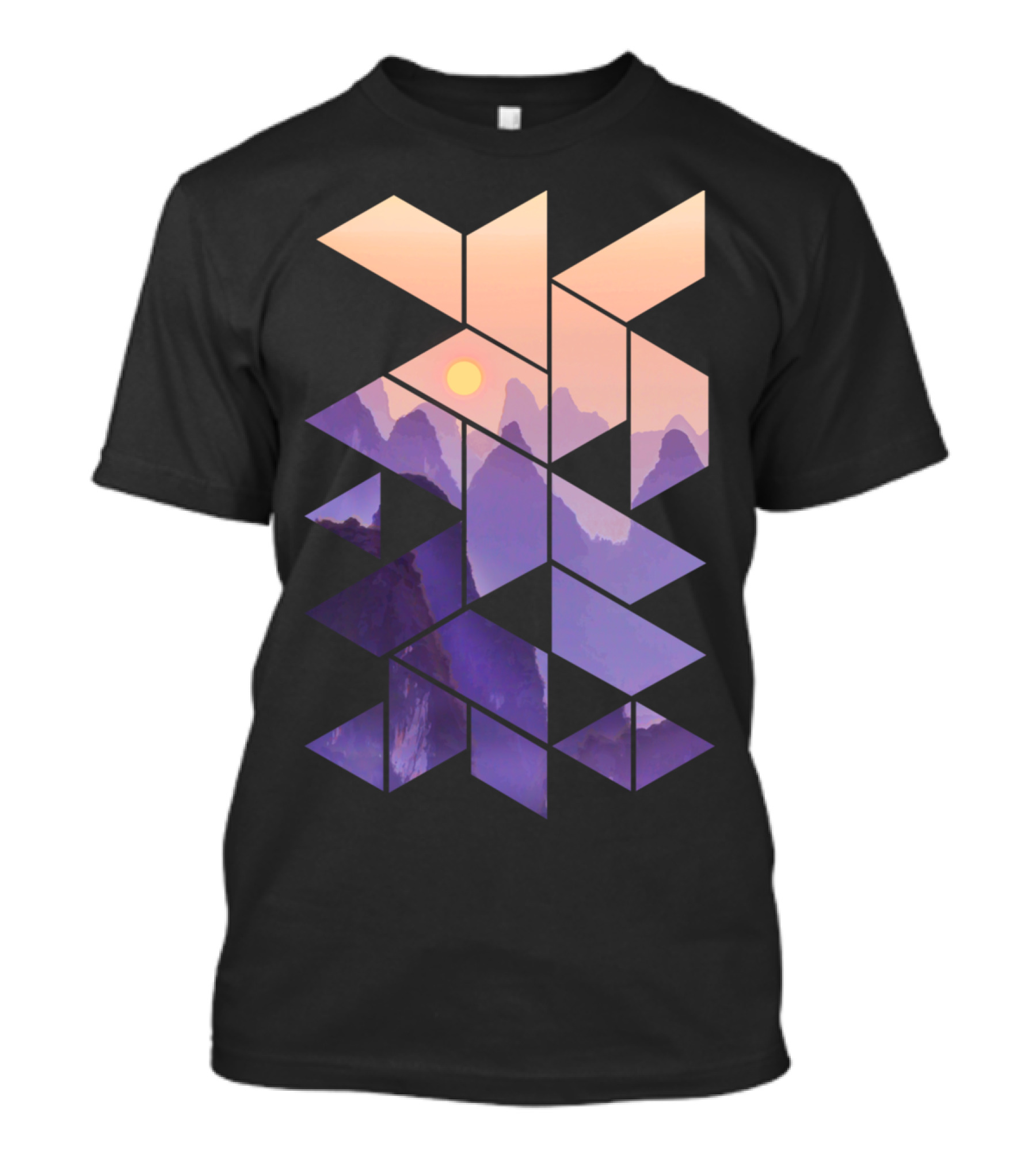 Geometric Sunset By The Mountain Bright Va Triangular Shapes T-Shirt