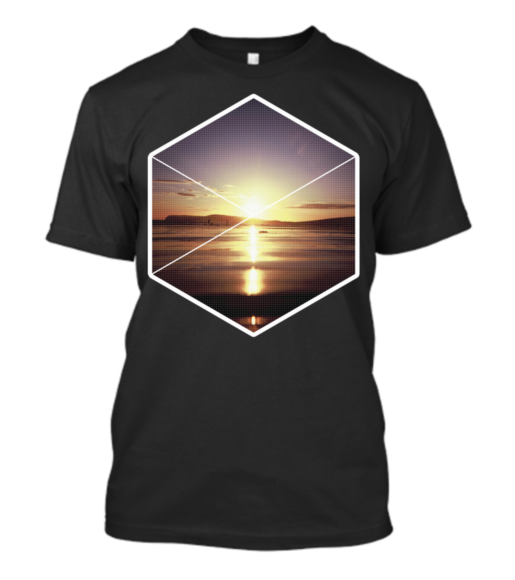 Geometric Hexagon Sunset Reflections T-Shirt