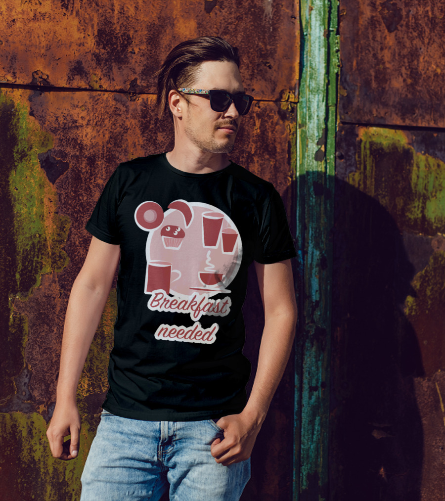 Breakfast Needed Coffee Cups Muffin Donut T-Shirt