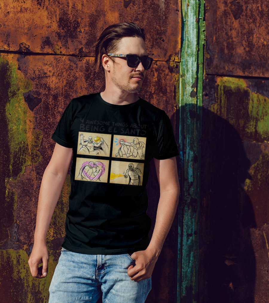 4 Awesome Things About Being El Santo Comic Panels T-Shirt