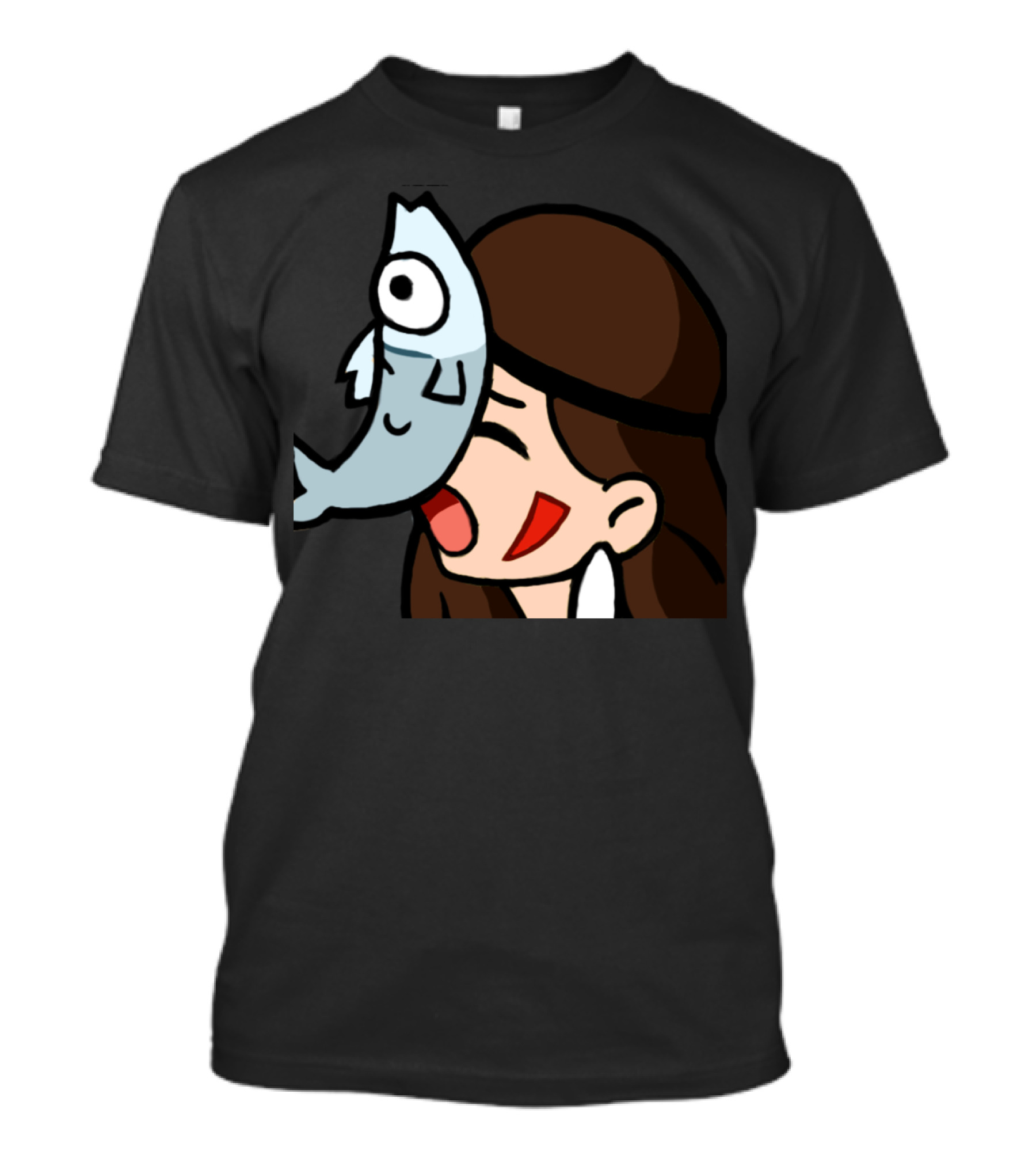 FhaeLFish Sticker Stic Funny Cartoon Fish Face Hit T-Shirt