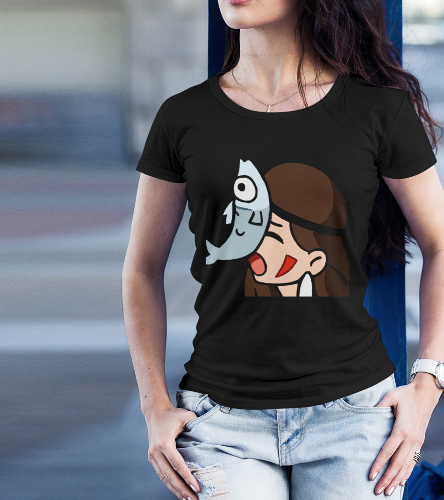 FhaeLFish Sticker Stic Funny Cartoon Fish Face Hit T-Shirt