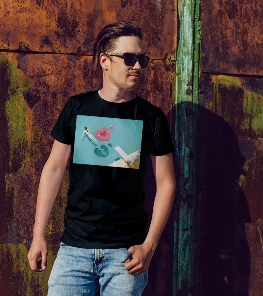 Breaking Heart Pool Float With Diver Shadow T-Shirt