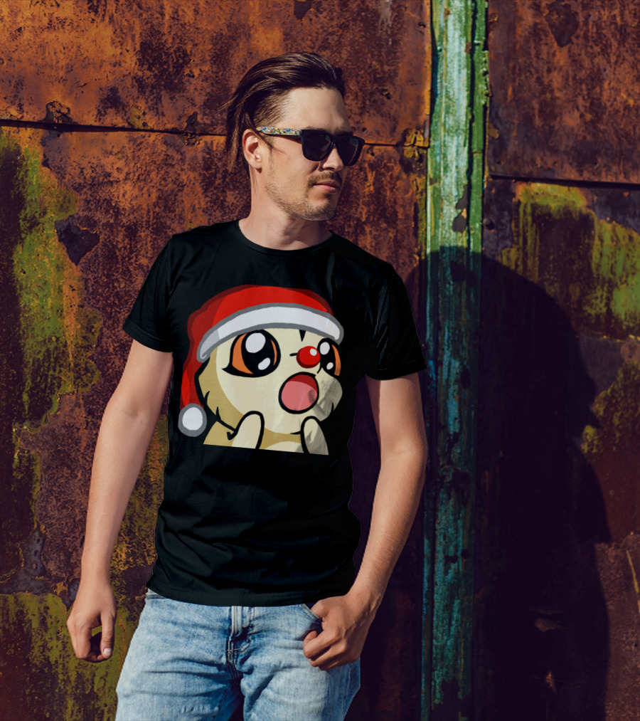 FhaeO Holiday Santa Hat Anime Animal Character T-Shirt