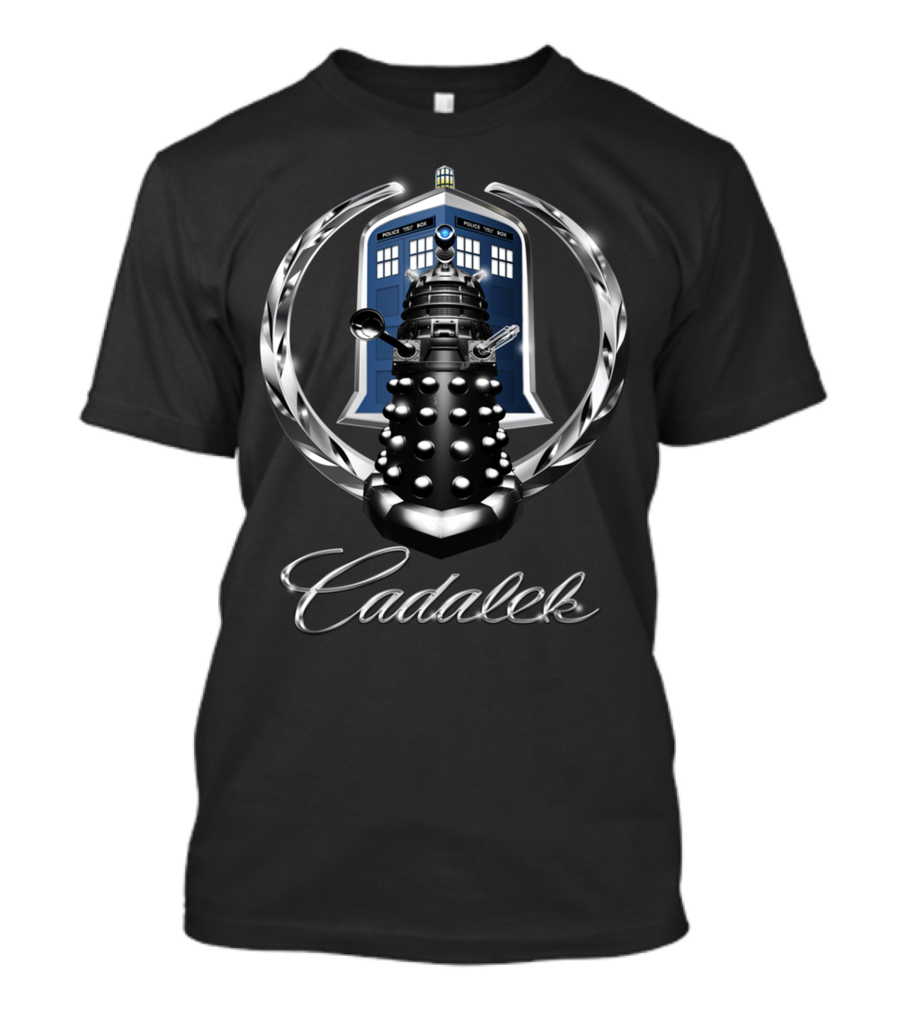 Cadalek Time Machine Villain Crossover In Tardis Blue T-Shirt