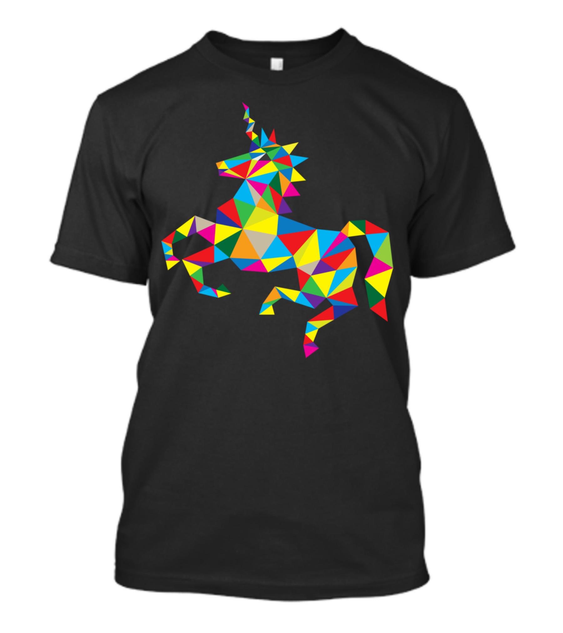 Geometric Unicorn Horse Multicolored Mosaic Polygon T-Shirt