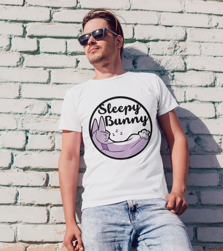 Sleepy Bunny Resting With Zzz's In Circle T-Shirt