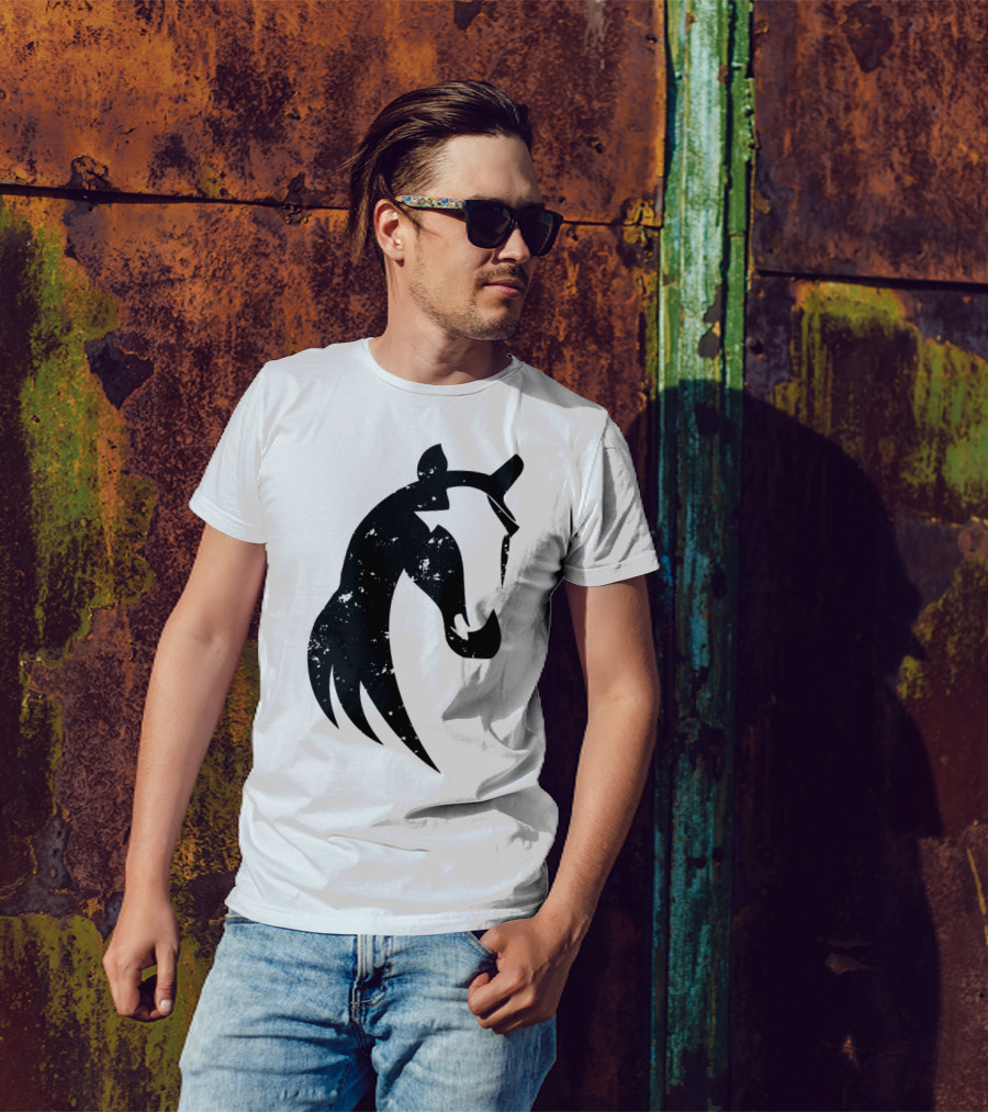 Grungy Tribal Horse Head T-Shirt