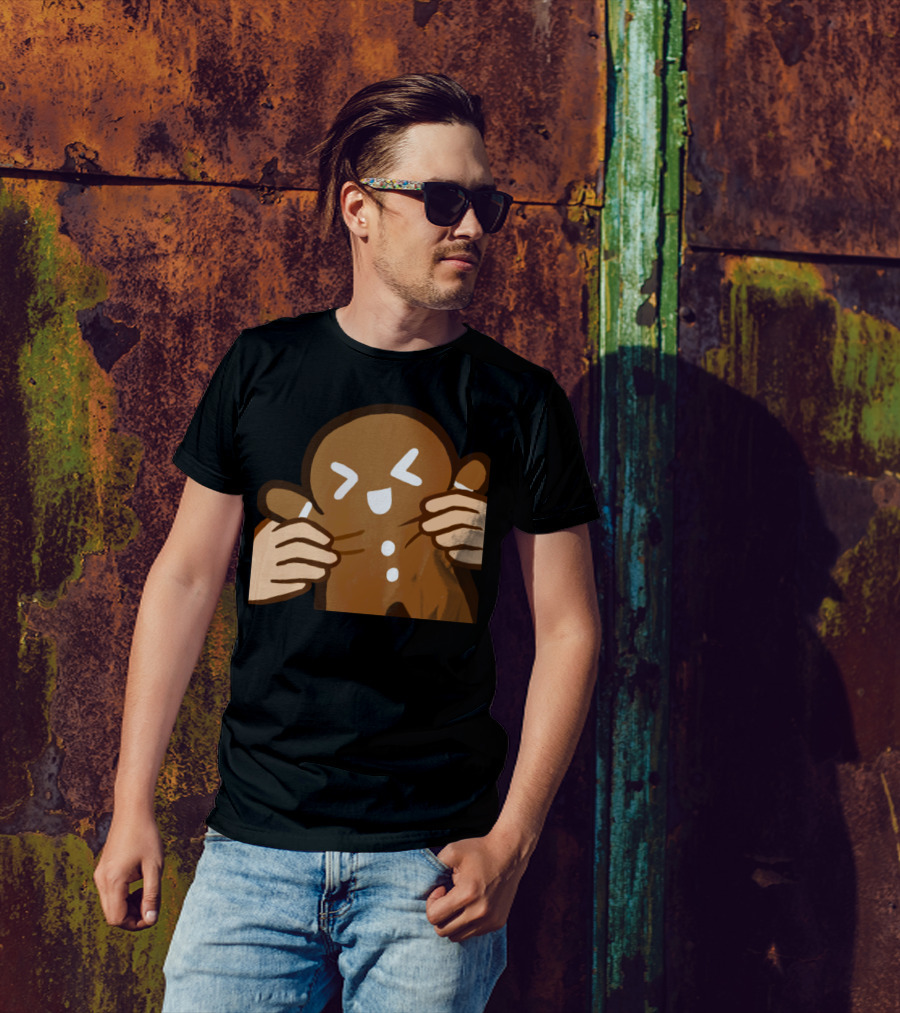 FhaeSquish Holiday Sticker Stick Gingerbread Hug Emoji T-Shirt