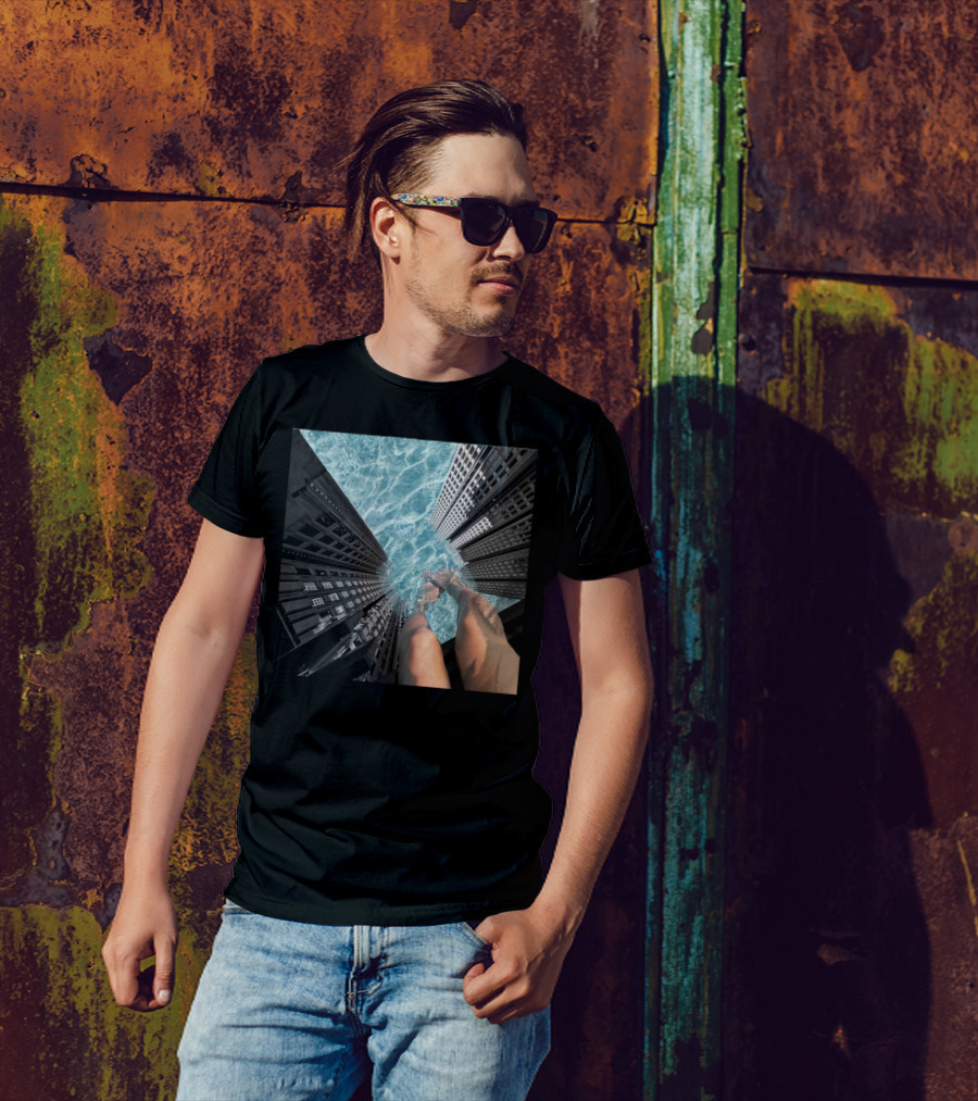 Public Pool Urban Skyscraper Reflection T-Shirt