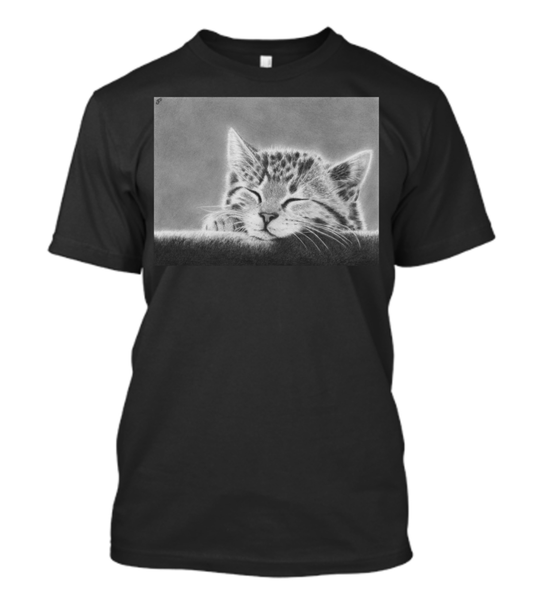 Sleepy Kitten Peacefully Napping Sketch T-Shirt