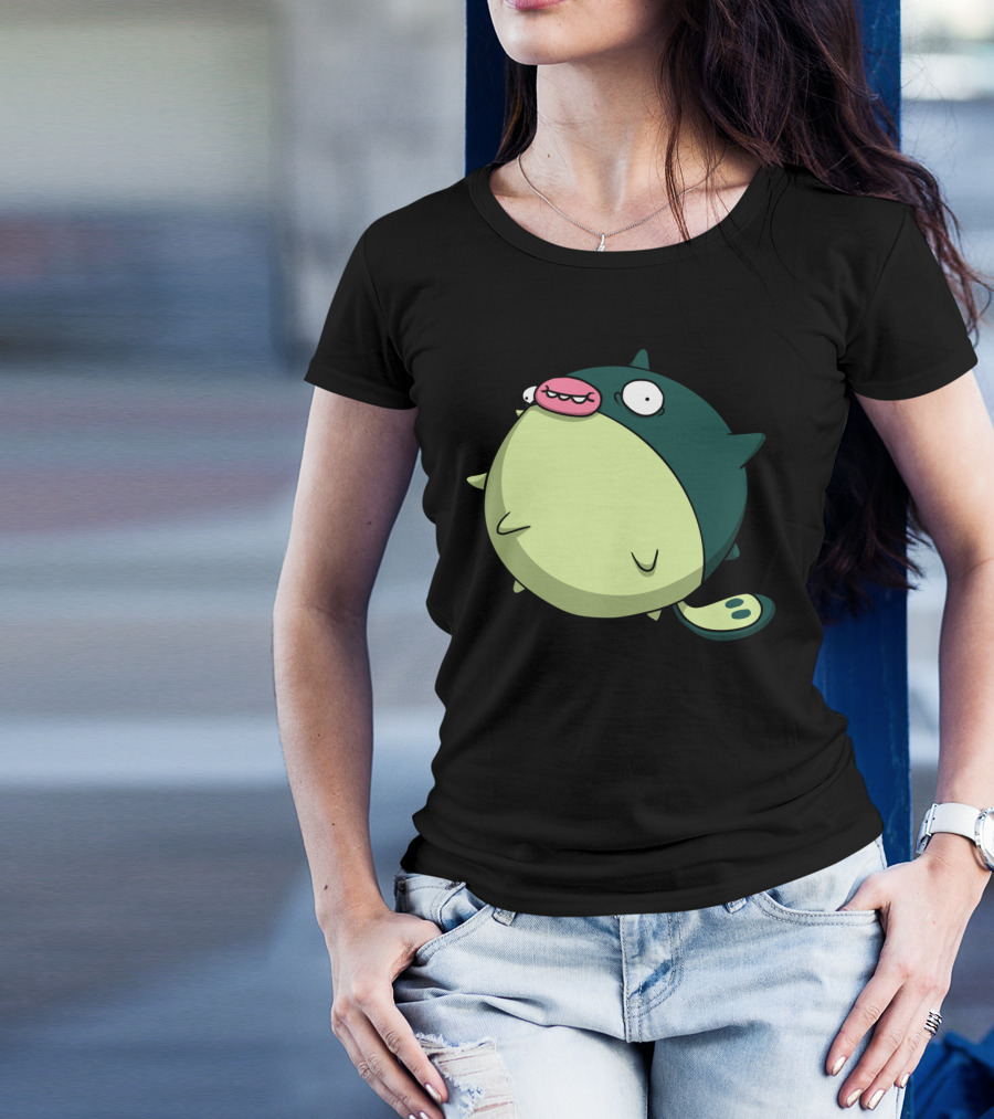 Puffy Fish Adorable Character Illustration Swimming T-Shirt
