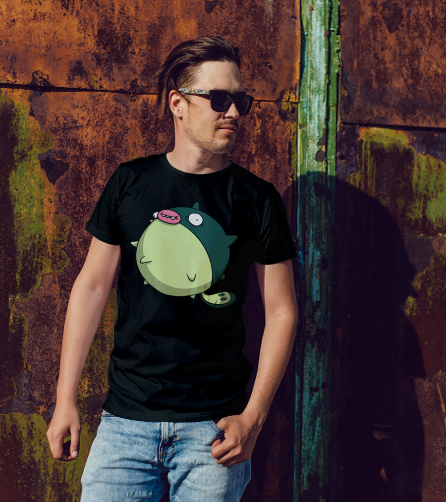 Puffy Fish Adorable Character Illustration Swimming T-Shirt
