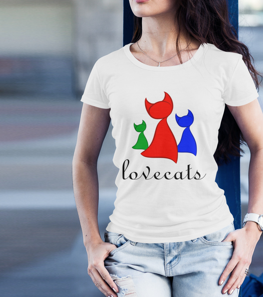 Calemissia Lovecats Red Blue Green Figures T-Shirt