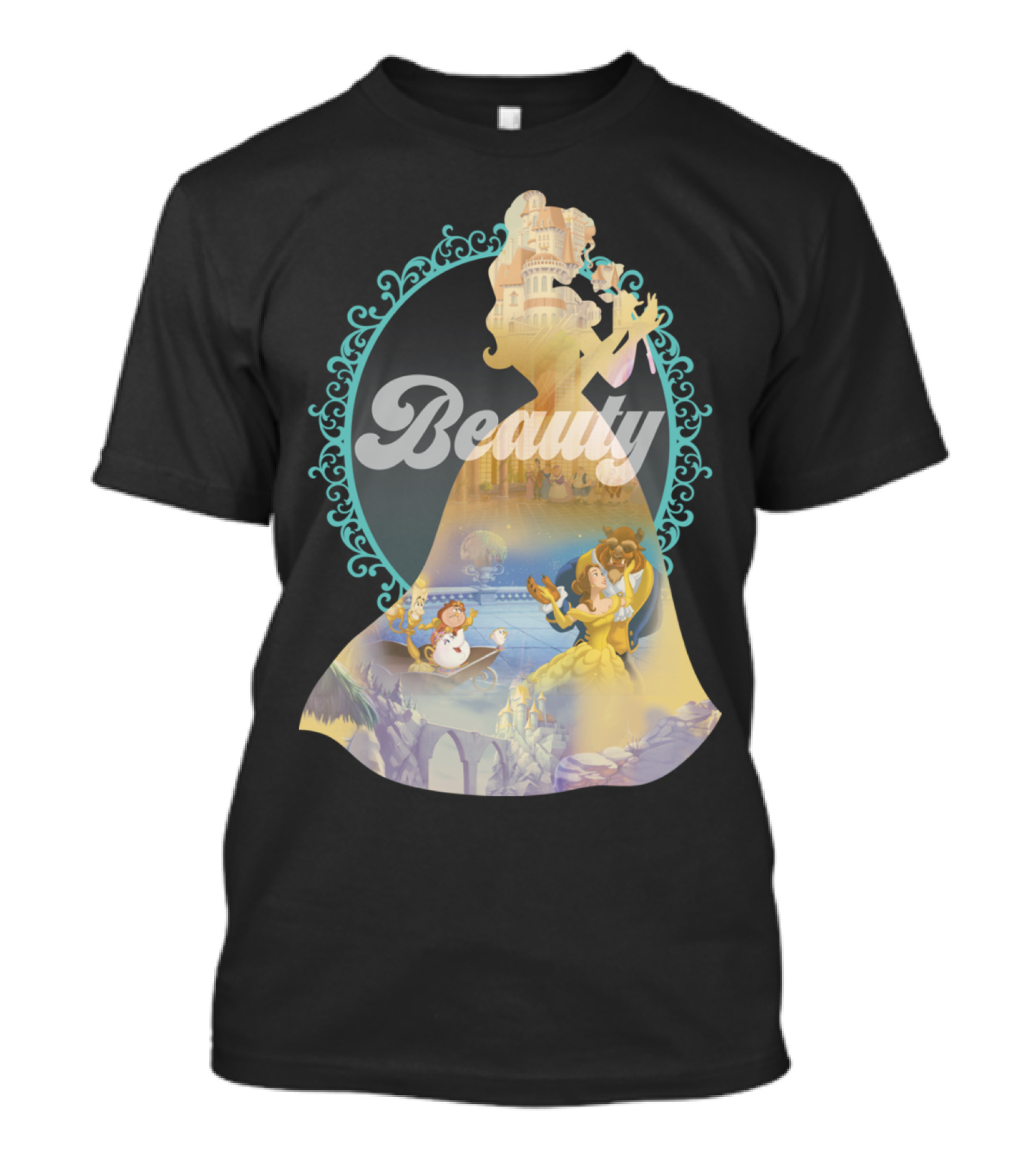 Beauty And The Beast Silhouette Castle Scene T-Shirt