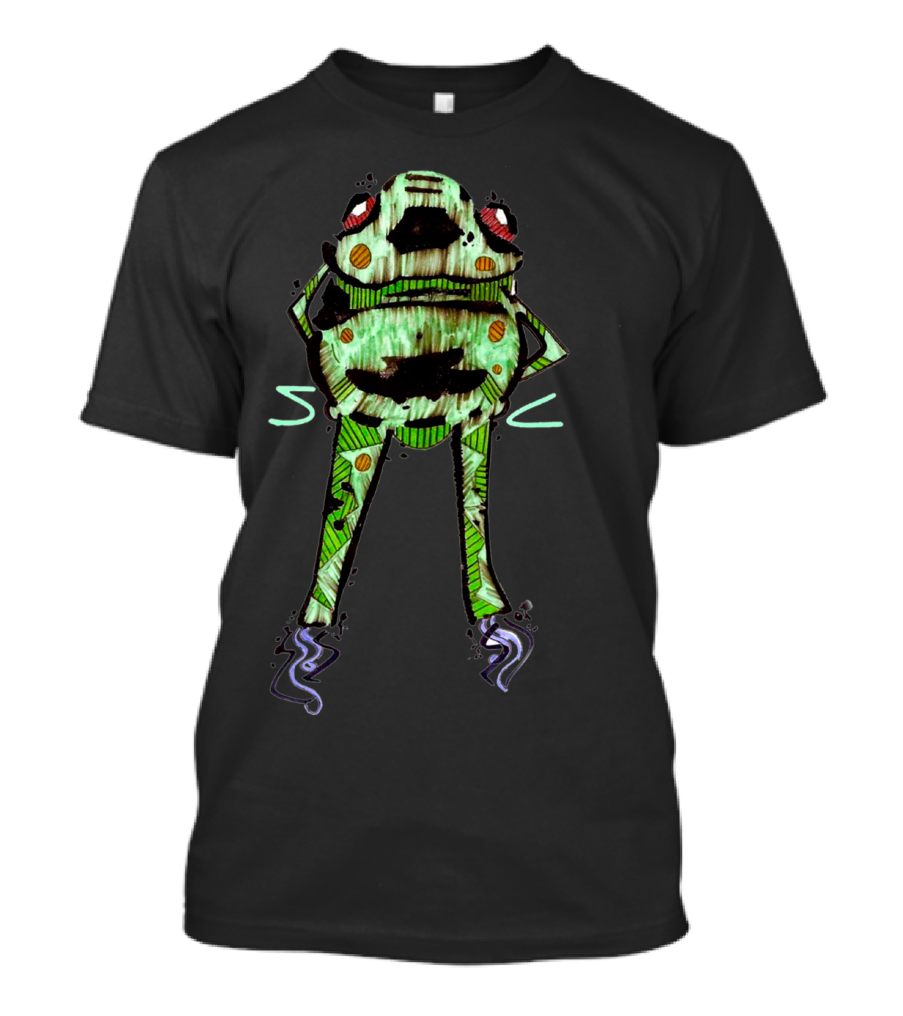 Leap Frog Quirky Standing Frog With Colored Patterns And Cool Vibe T-Shirt