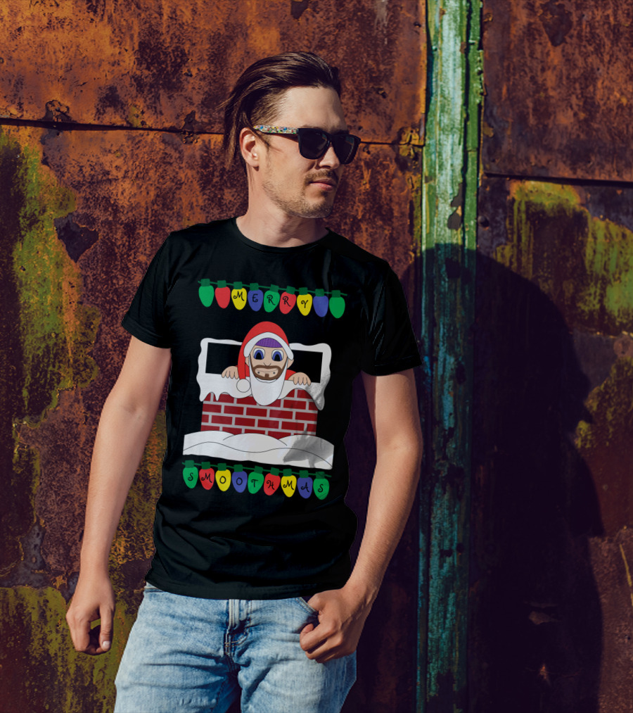 Merry Smoothmas Santa In Chimney By Smoo T-Shirt