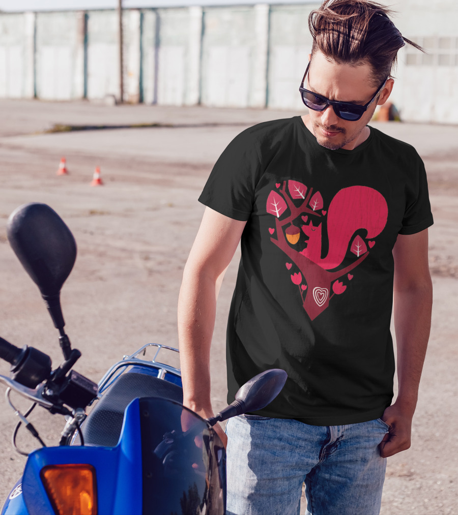 Nuts About You Squirrel Heart Tree Acorn Love T-Shirt