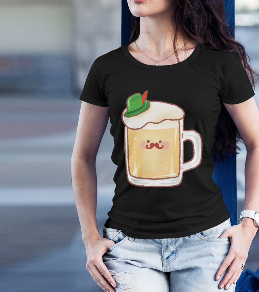 German Beer Little Cute Bavarian Mug With Green Hat T-Shirt