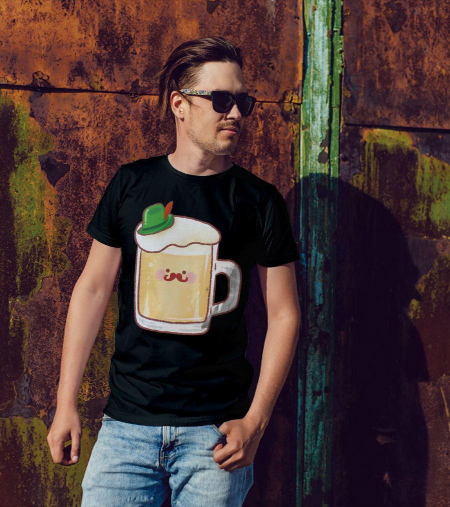 German Beer Little Cute Bavarian Mug With Green Hat T-Shirt