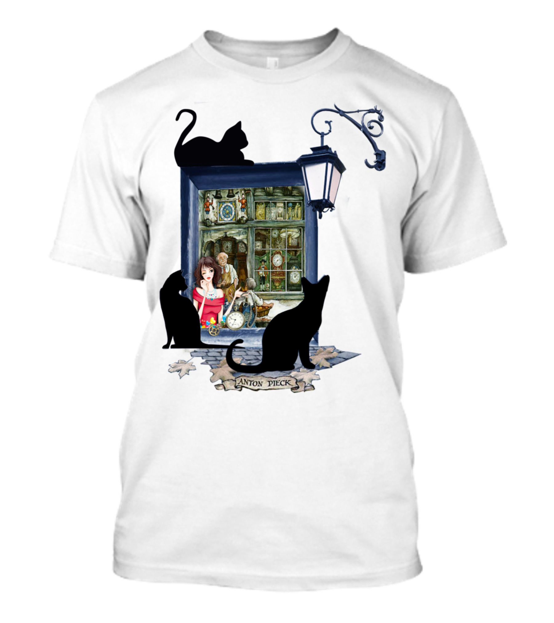 Anton Pieck The Maker Shop In Old Amsterdam Vintage Cats Lantern Scene T-Shirt