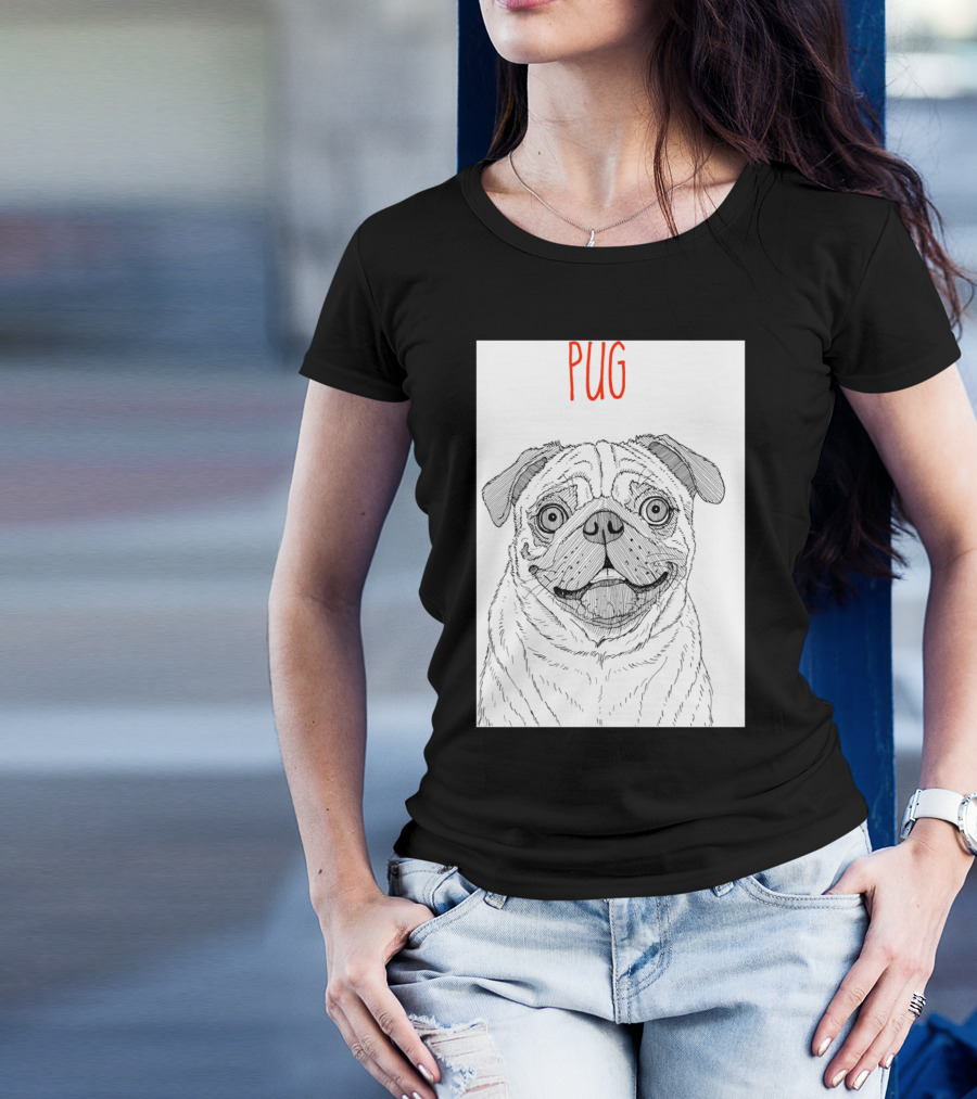 Pug Dog Sketch T-Shirt