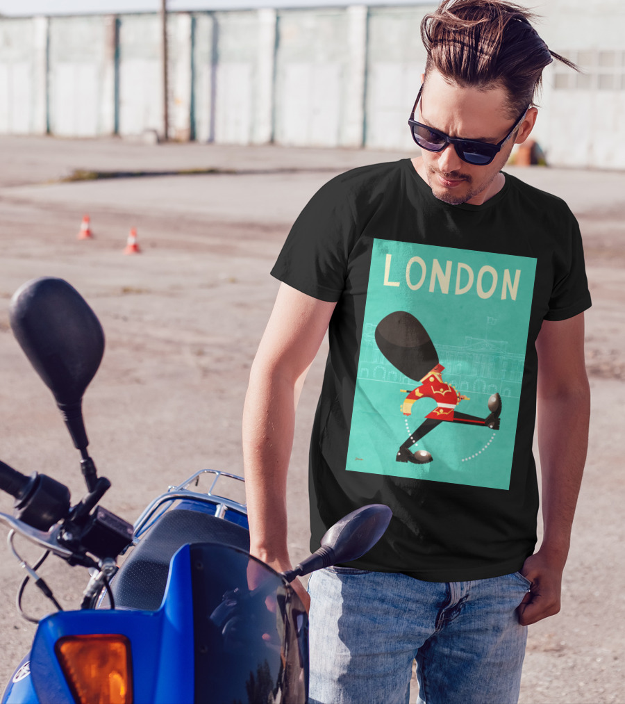 London Guardsman Icon With Buckingham Palace Background T-Shirt