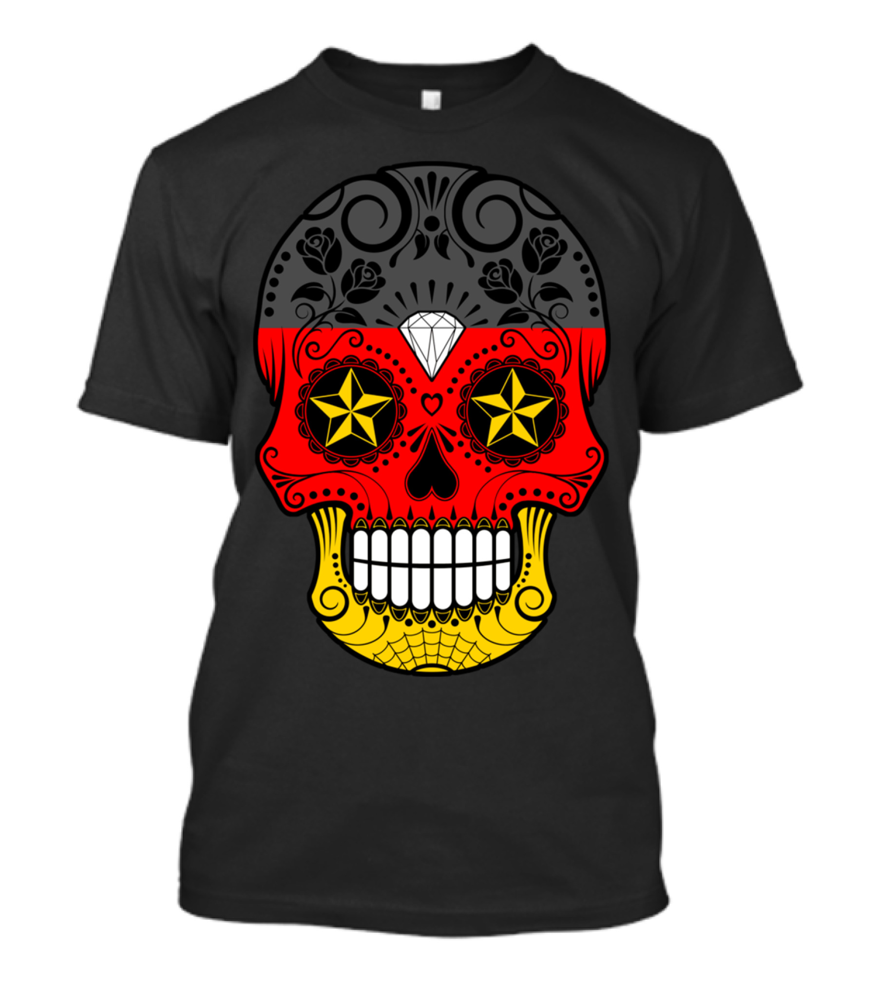 German Flag Dia De Los Muertos Sugar Skull T-Shirt