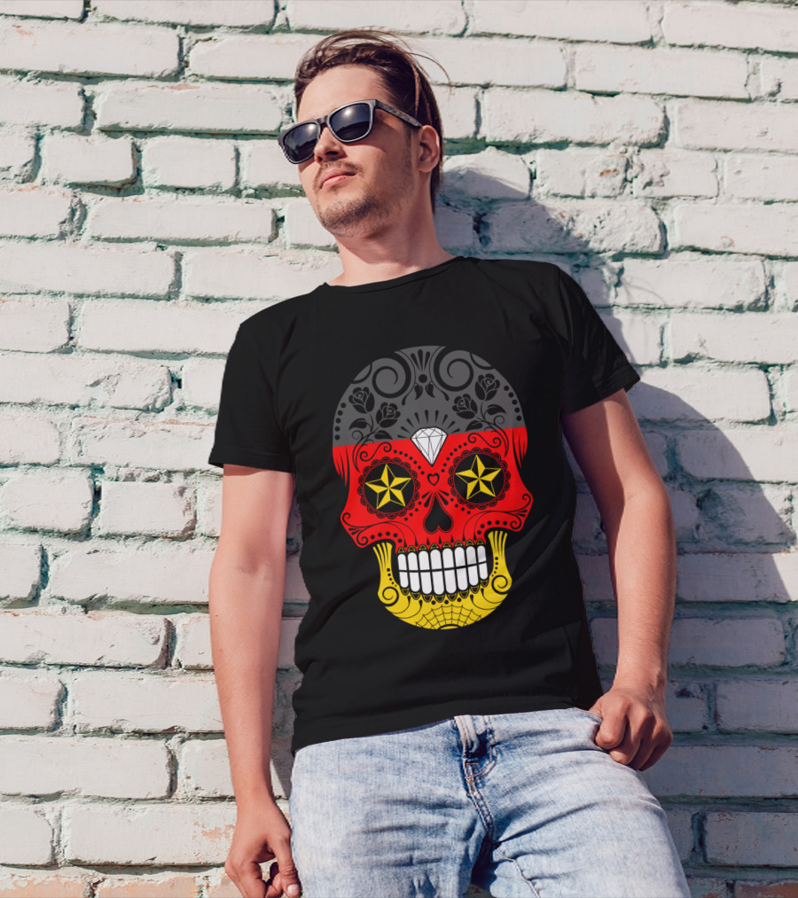 German Flag Dia De Los Muertos Sugar Skull T-Shirt
