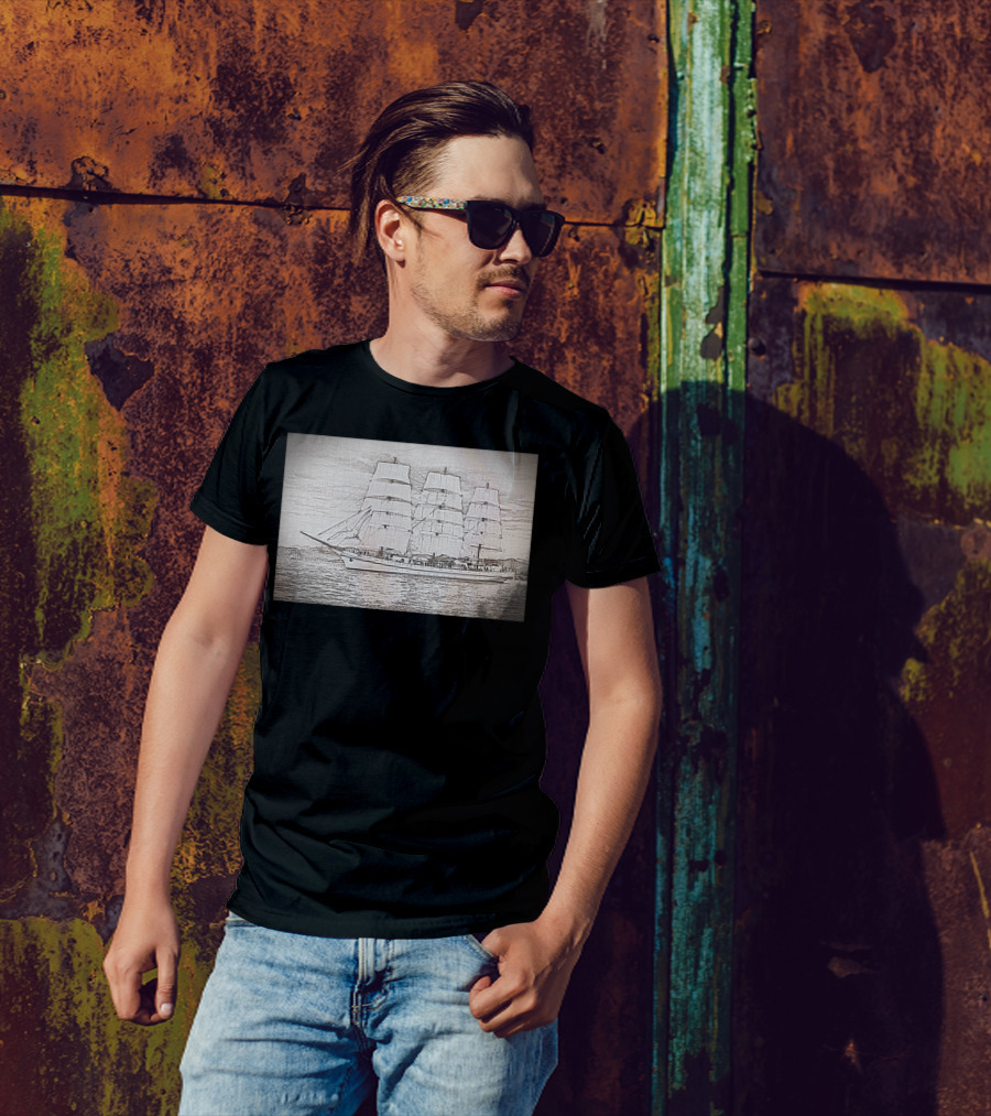 TS Hersones Sailing Ship Vintage Sketch T-Shirt