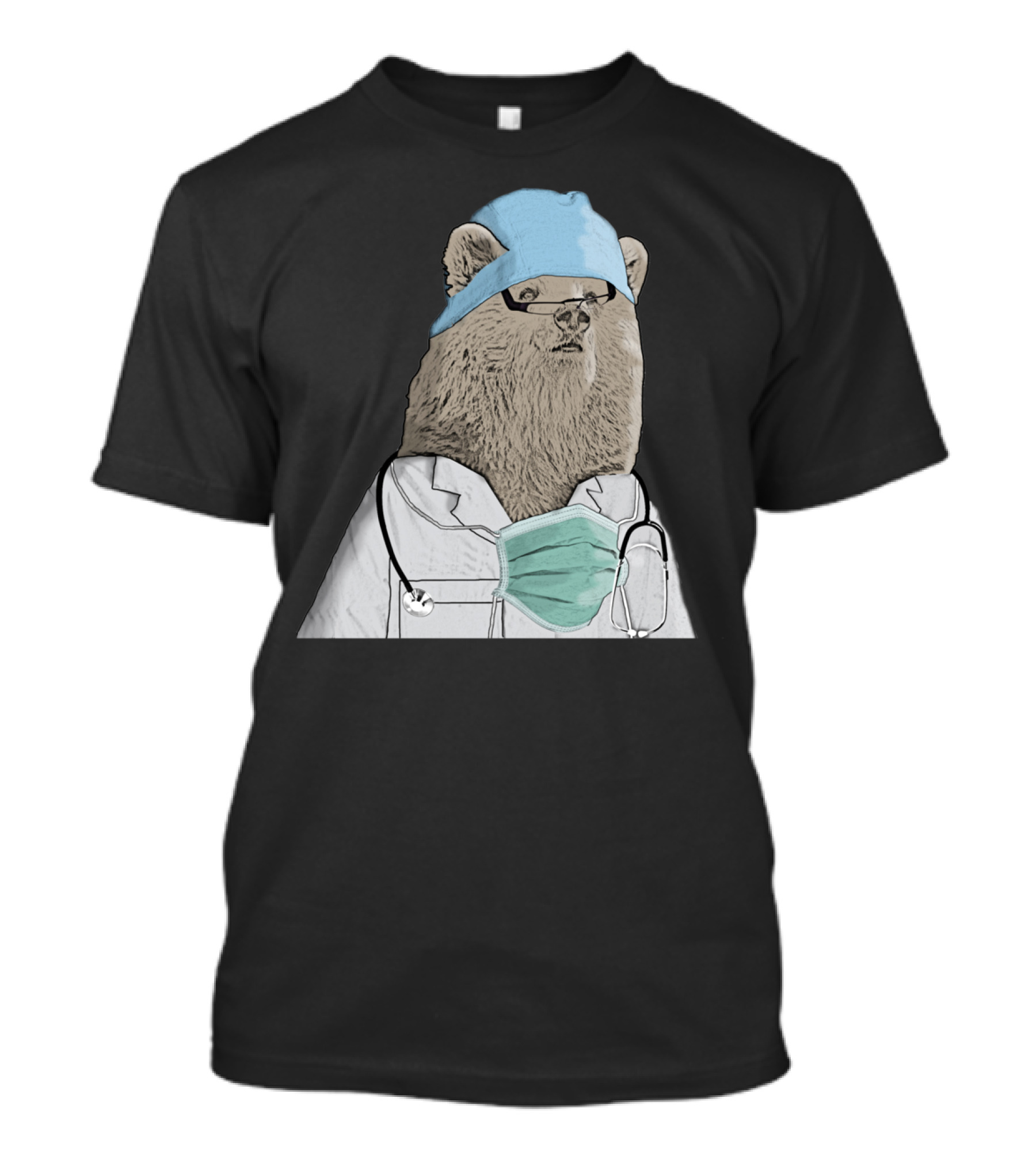 Doctor Bear In Surgical Scrubs And Stethoscope T-Shirt