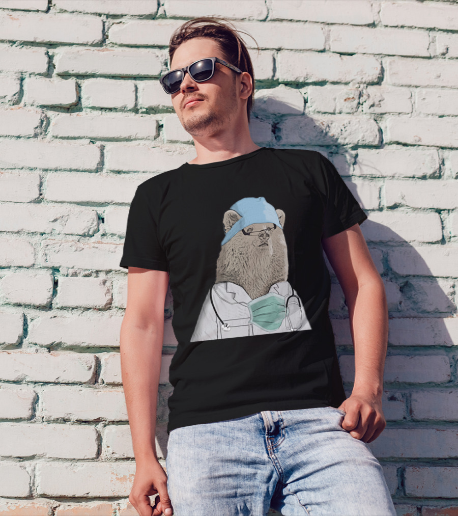 Doctor Bear In Surgical Scrubs And Stethoscope T-Shirt