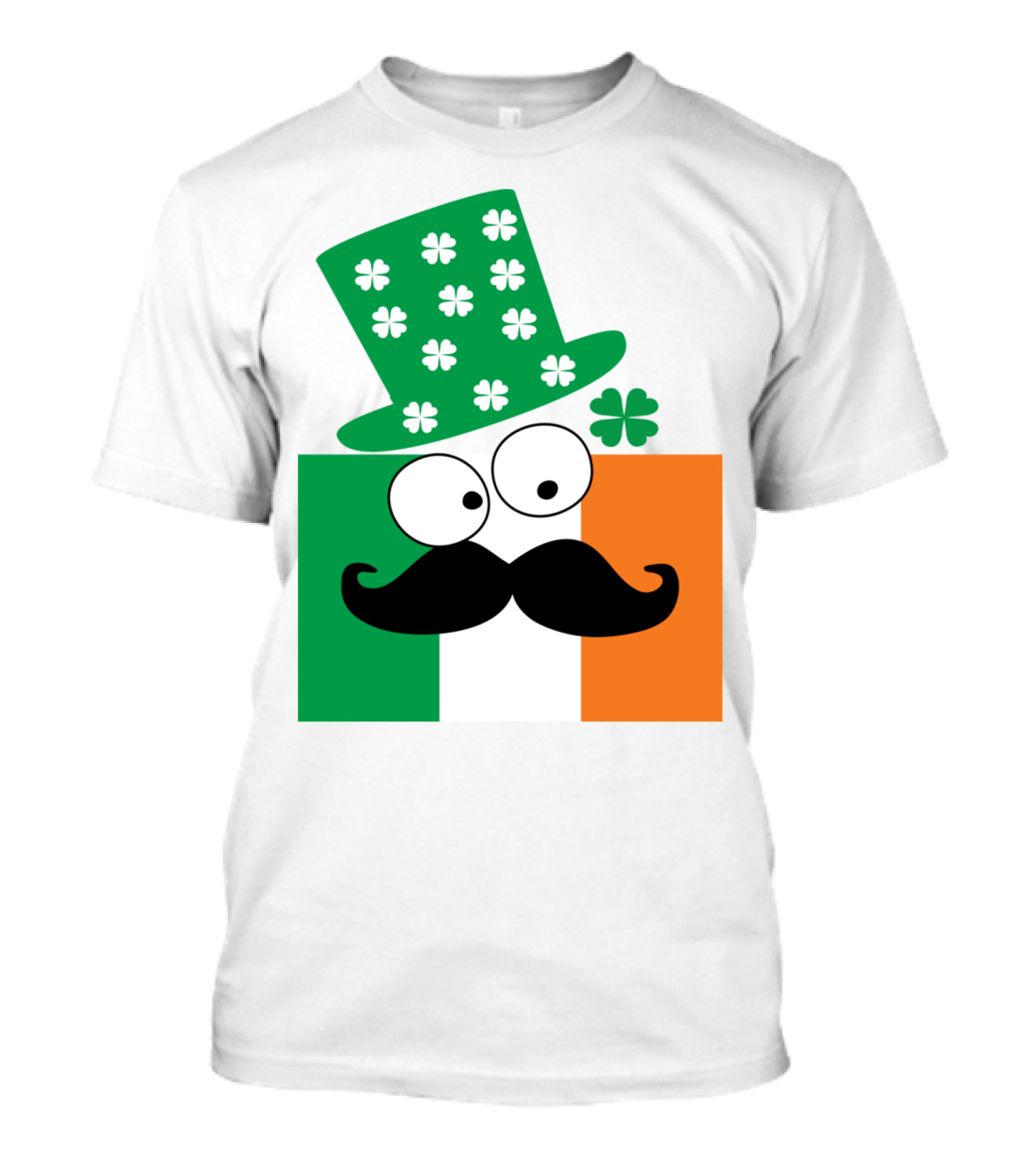 Irish Flag Mustache Clover Hat Luck T-Shirt