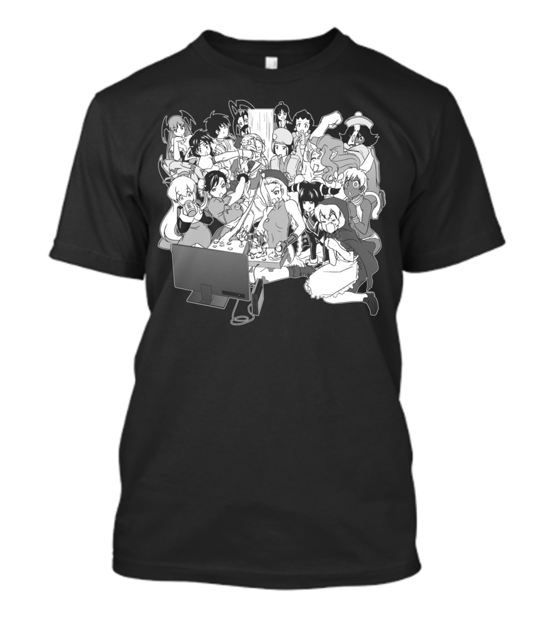 Fight Night Anime Characters Gaming Arcade Scene T-Shirt